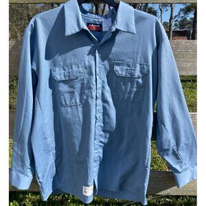 Bulwark Mens Size XL FR Blue Long-Sleeve Work Shirt With Dual Chest Pockets Cert